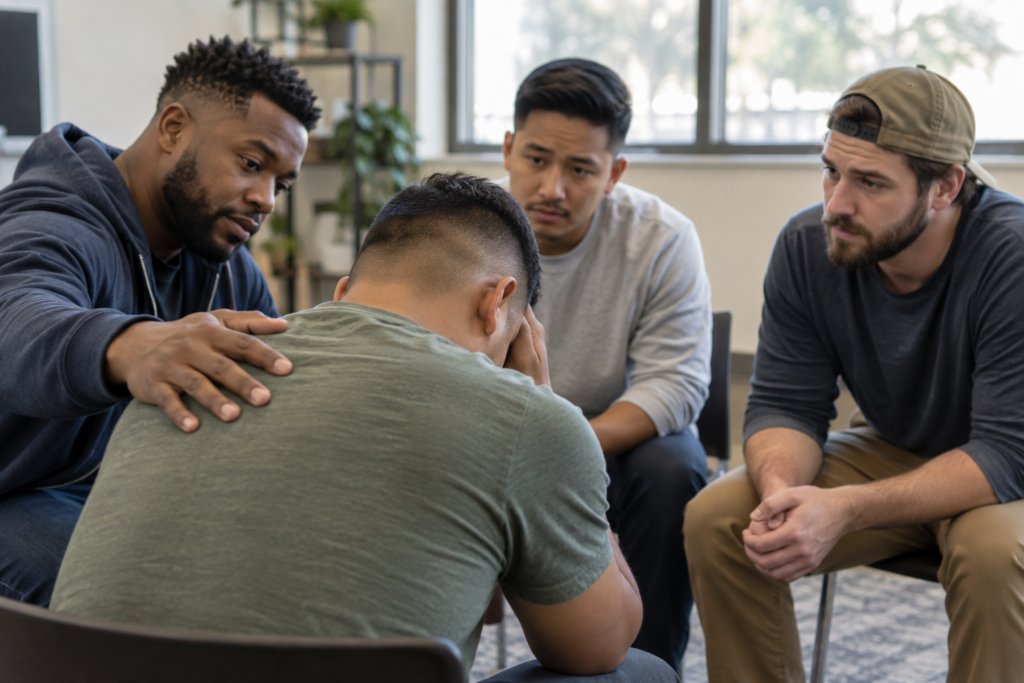 Photo of a Private community of dads supporting a stressed dad